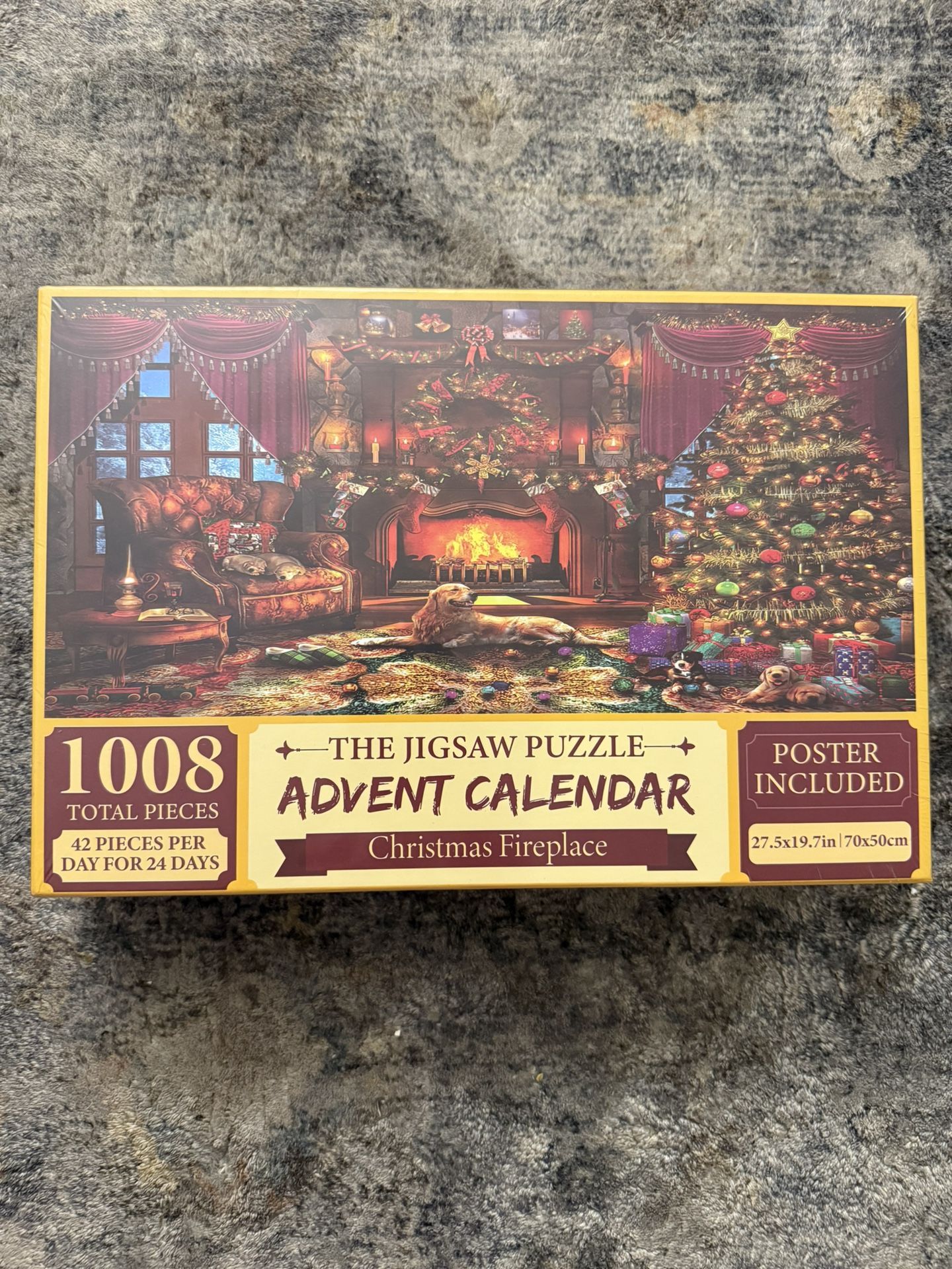 The Jigsaw Puzzle Advent Calendar Christmas Fireplace 1008 Pieces & Poster