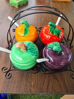 Ceramic Fruit-Themed Condiment Set