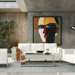 Modern Off White Fabric Sofa + 2 Chairs