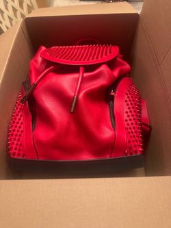 Christian Louboutin Red Leather Spiked Backpack