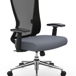 Realspace® Levari Mesh/Vegan Leather Mid-Back Task Office Chair, Gray/Black, BIFMA Compliant