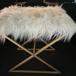 Faux Fur Vanity Bench