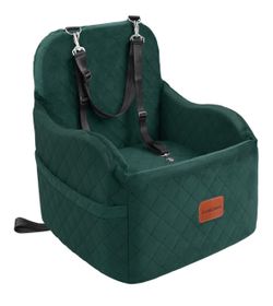 Lealchum Dog Booster Car Seat for Small/Medium Dogs,6in Elevated Cushion,Fully Detachable and Washable,2 Storage Pockets & 3 Straps,Fits in Front/Back