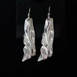Handcrafted Sterling Silver Statement Earrings – Organic Wave Design