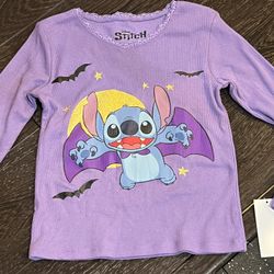 Girls' Disney LILO and STITCH Halloween T-Shirt Size XS vampire bats NWT