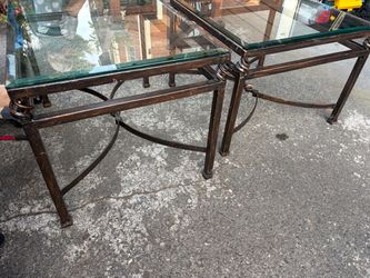 2 Glass/Brass Tables