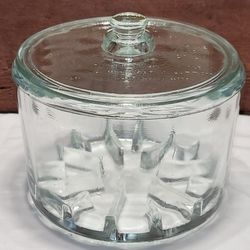 Vintage Round 1930's Farmhouse Sanitary Clear Glass Cheese Preserver with Lid