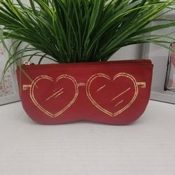 Rebecca Minkoff Heart Sunnies Zipper Case Red pouch with Gold heart sunglasses 