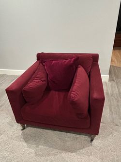 Oversized Velvet Accent Chair with Casters