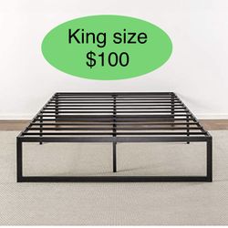 King Size 14” 14 Inch Metal Platform Bed Frame With Metal Slats- No Box Spring Needed 