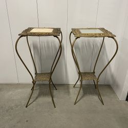 Antique Victorian Gold Brass Plant Stands