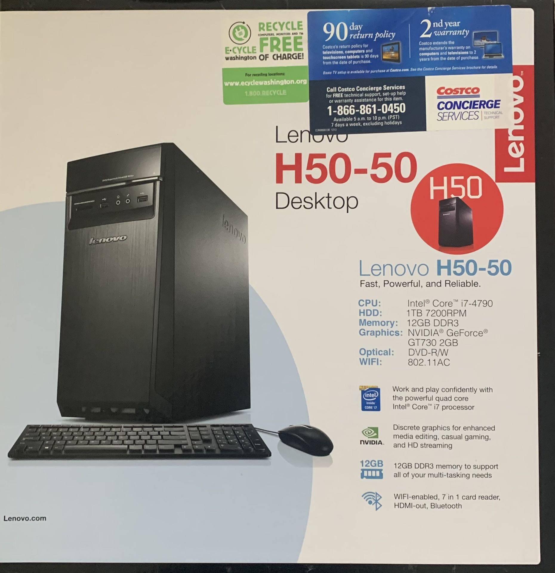 Lenovo Desktop H50 50 i7 12GB Ram 1TB Storage