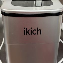 iKich Portable Silver Ice Maker – 26lbs/Day, Self-Cleaning, Bullet Ice in 6 Mins!