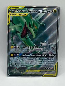 Non TCG Pokemon Mewtwo & Rayquaza Gx Tag Team Fan Art Card