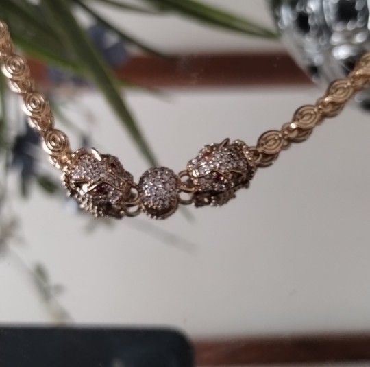 Cute Panther Bracelet in 14k Rose Gold Plated