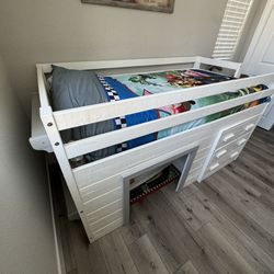 Kids Twin Bed Frame With Under Dresser