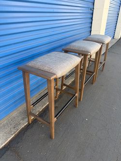 3 Padded Wooden Bar Stools