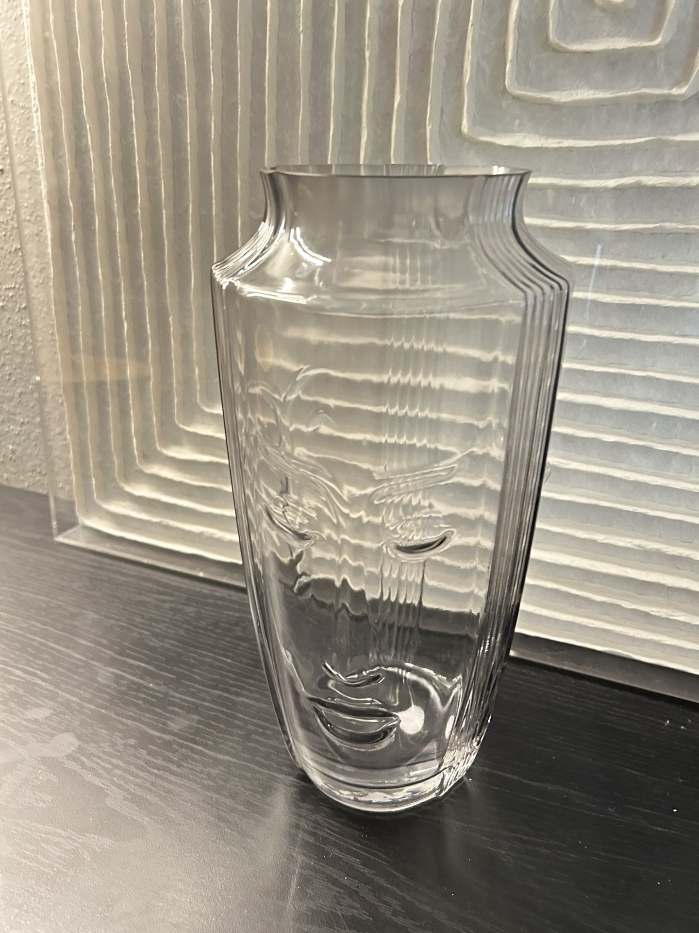 VINTAGE Look Art Deco Glass Vase Triple Face