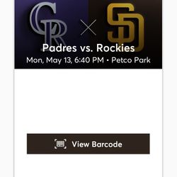 Padres Vs Rockies ‐ 2 Tickets + Parking