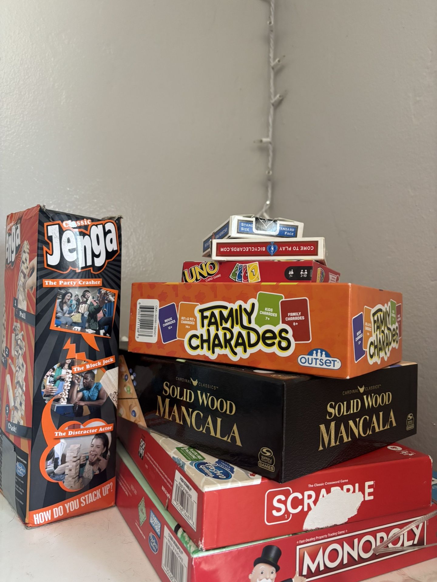 assortment of board games