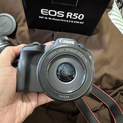 Cannon EOS R50 Camera  W -$270.61 Canon - RF16mm F2.8 STM Wide Angle Prime Lens for EOS R-Series Cameras - Black 