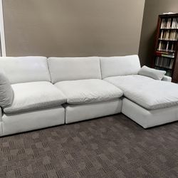 Cream White Feather Cloud Sectional 