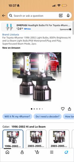 Brand: Litoluxia For Toyota 4Runner 1 Light Bulbs, 800% Brightness Hi and Lo Beam Light Bulb,IP68 Waterproof,Plug and Play, Superfocused Beam 