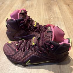 Nike LeBron 12 Double Helix Burgundy Purple CLEAN RARE 684593-607 Mens Size 8
