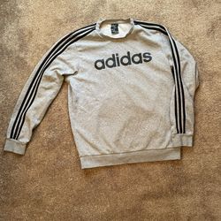 Adidas Men's Crewneck Graphic Sweatshirt-Size L Gray Heather