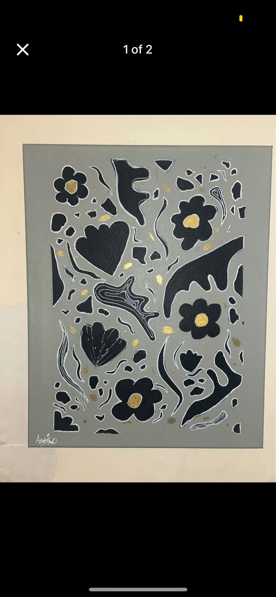 Grey, Black And Gold Abstract Painting