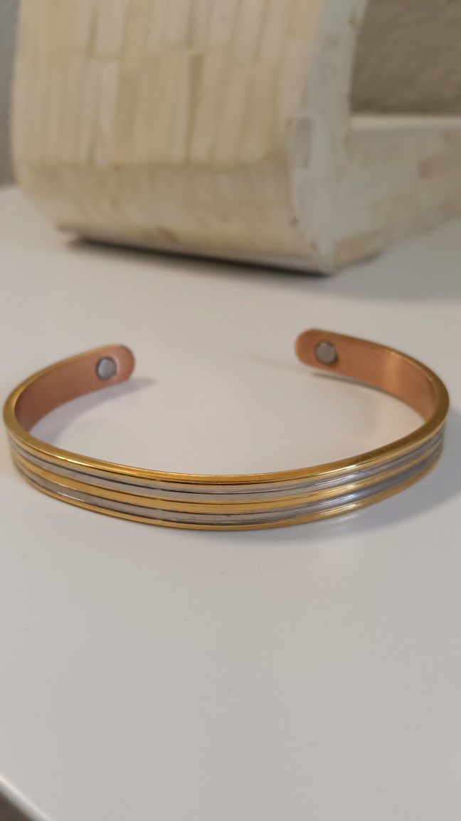 Silver And Gold Tone Copper Lined Cuff 