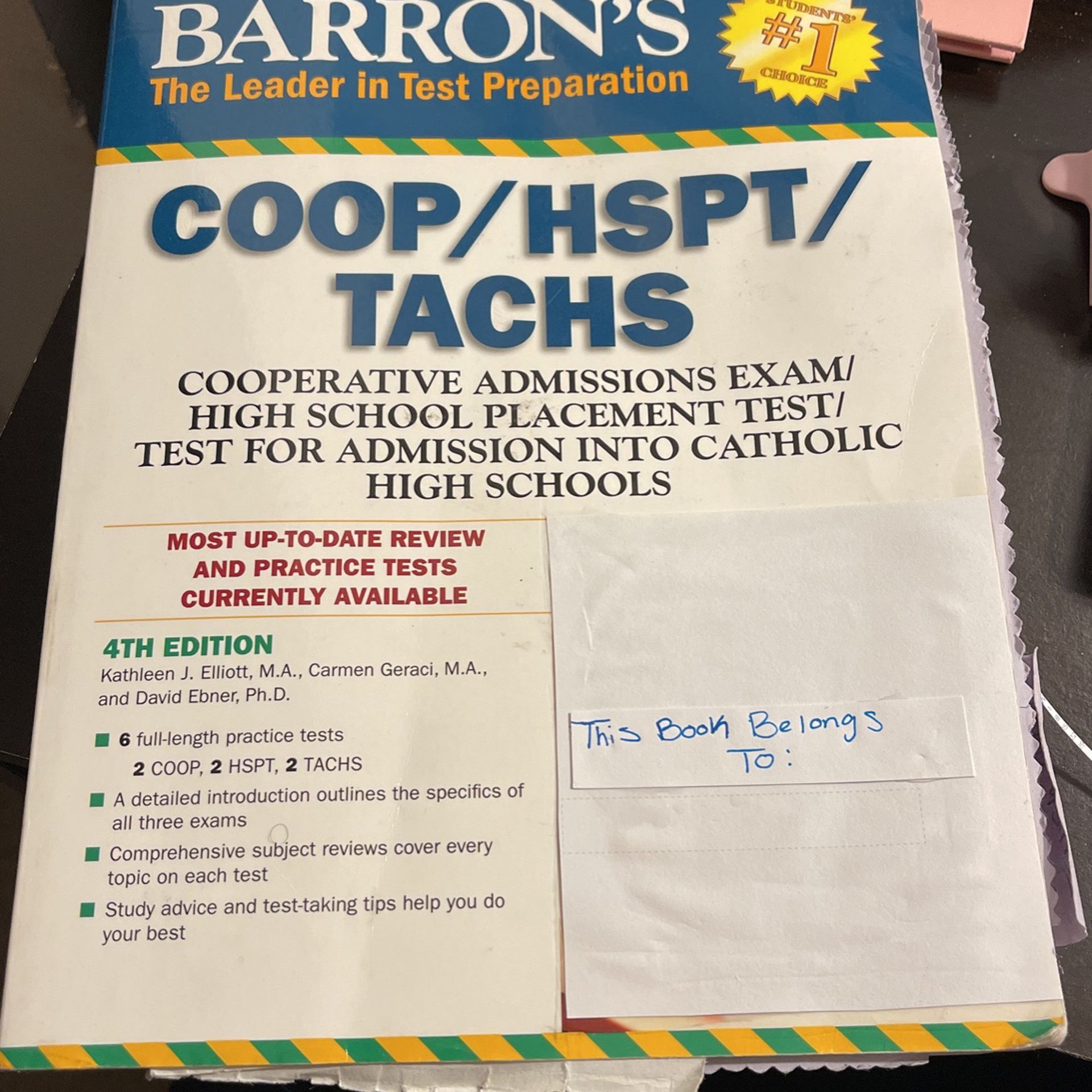 Barron’s COOP/HSPT/TACHS by Carmen Geraci, Kathleen Elliott and David Ebner...