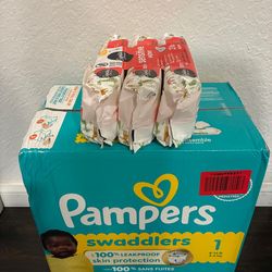 Diapers size 1 and wipes