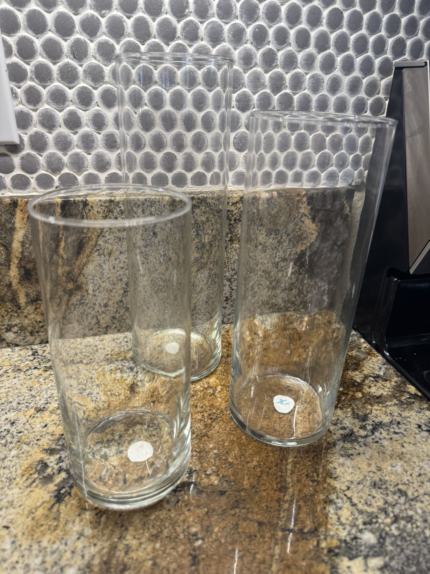 Set of 12 Clear Glass Cylinder Vases