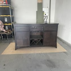 heavy wood buffet table / wine cabinet