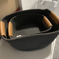 Decorative coiled rope basket keeps rooms neat and organized