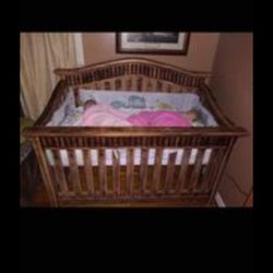 Distressed 5 In 1 Baby Crib With Mattress