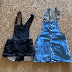 Blue Denim Dress (Size M )And Shorts Overall (Size S)