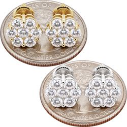 1.5ctw Moissanite 925 Sterling Silver 14k Gold Vermeil 10mm Honeycomb Cluster Stud Earrings