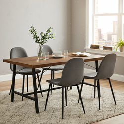 Homy Casa FORS + Charlton 5PC Dining Set 63” Grey Table with 4 Grey Terry Fabric Chairs