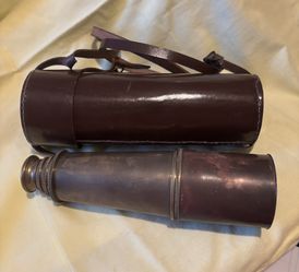 Vintage Brass Telescope With a Leather Case.