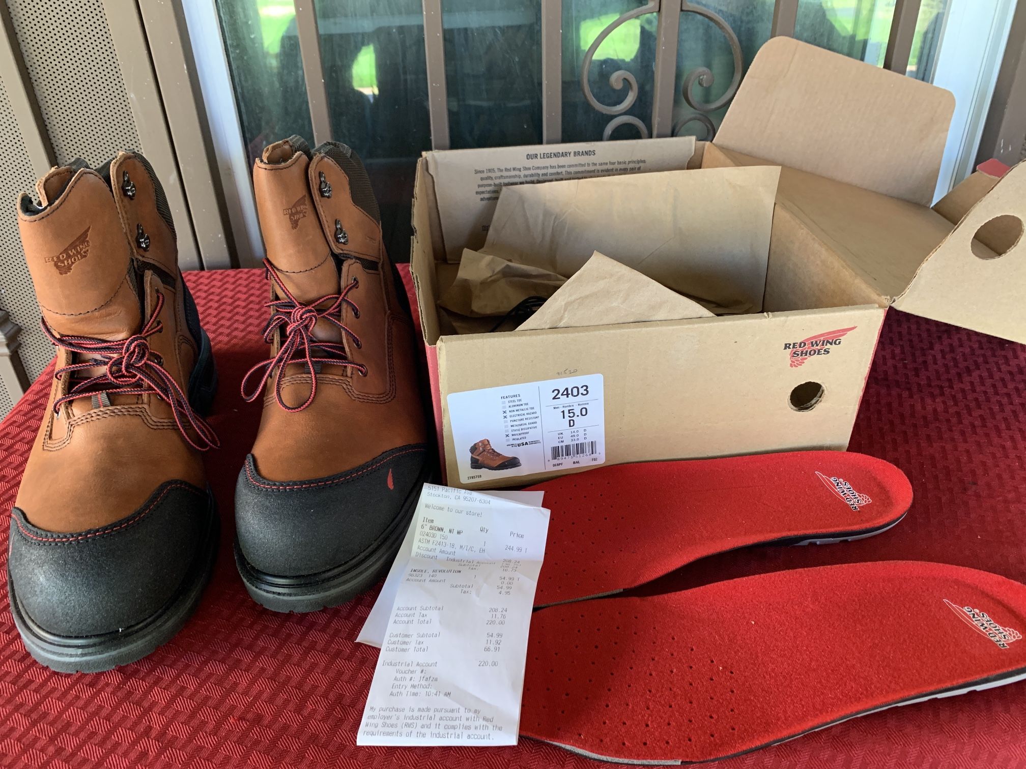 Red Wing 2403 BRNR XP Mens Sz 15 D 6” Non Mat Toe X EH X Waterproof Work Boots