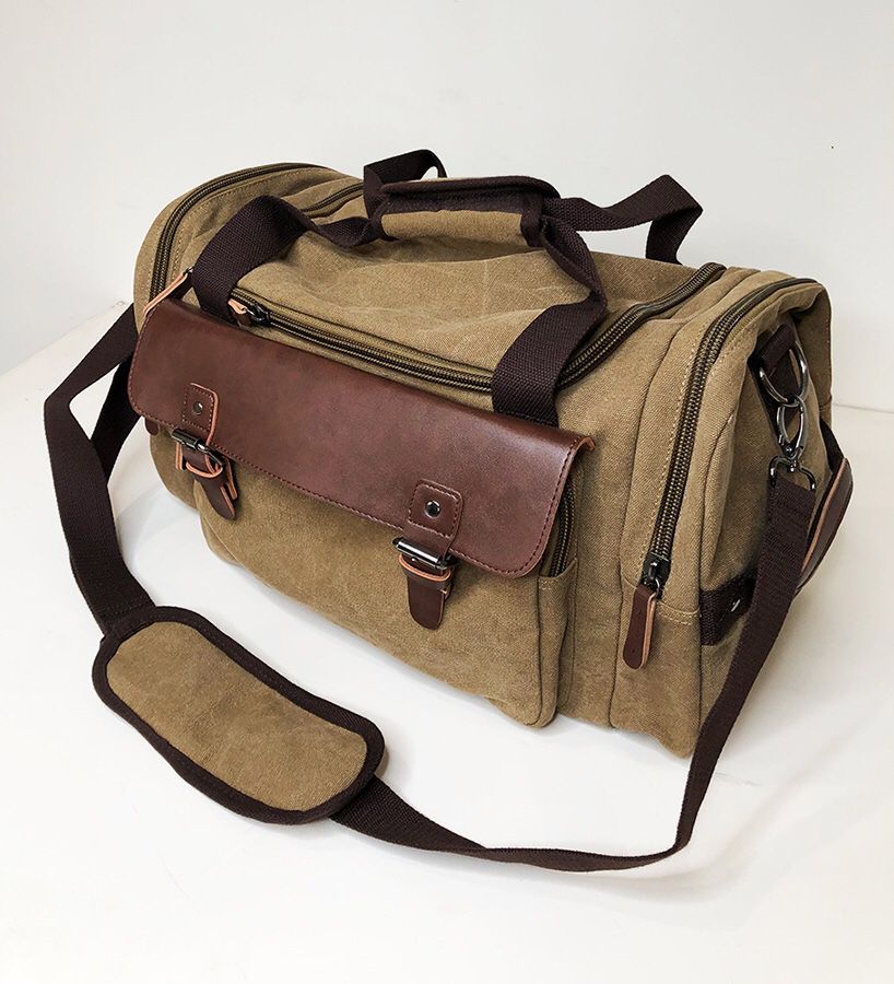 (NEW) $20 Mens Vintage Travel Duffel Bag Hand Gym Sports Shoulder Strap Backpack 18x9x11”