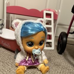 Toys for girl (Cry baby , baby doll, bed, stroller, bathroom)