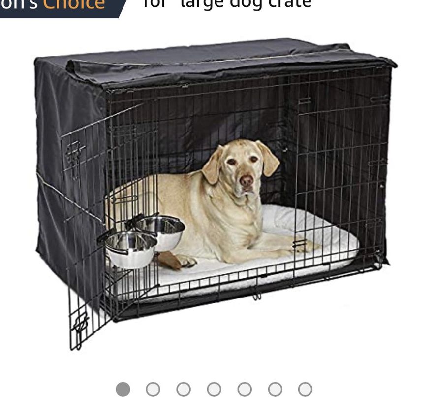 MidWest iCrate Starter Kit | The Perfect Kit for Your New Dog Includes a Dog Crate, Dog Crate Cover, 2 Dog Bowls & Pet Bed