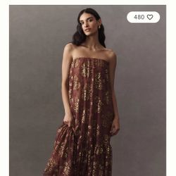 Helsi Cara Strapless Metallic Lace Maxi Dress - SMALL 