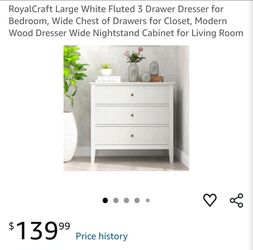 White Large Royal Craft 3 Drawer Dresser