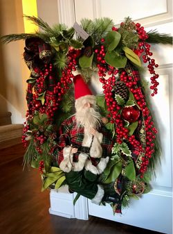 Frontgate - Two Large Christmas Wreath with Santa Figure