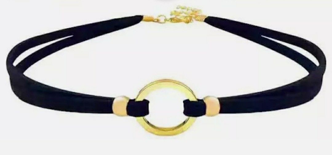 NEW Black Leather Velvet Choker Necklace Layer Chockers Gothic Jewelry.  I bundle so please check out my other necklaces, jewelry, and numerous items 