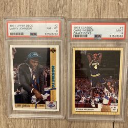 Chris Webber and Larry Johnson Graded Rookie Cards